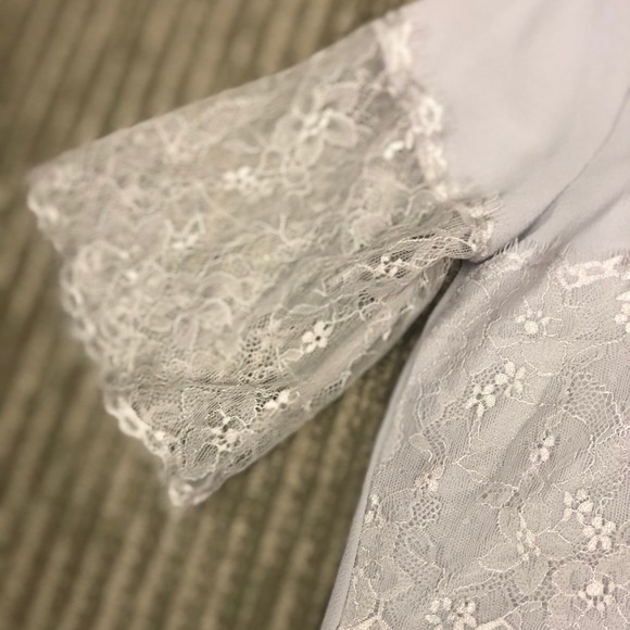 NWT. Light weight silver-gray crepe w/lace detail. - Picture 2 of 3